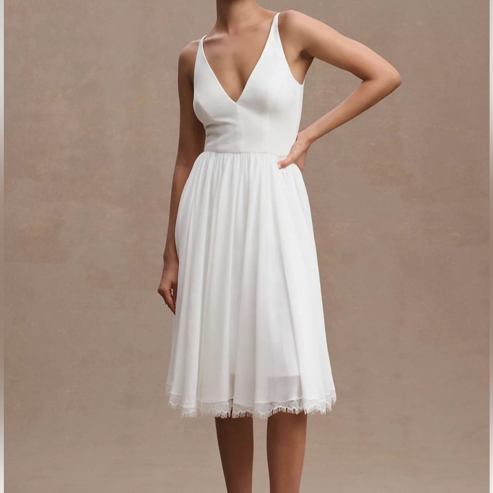Anthropologie bridal white chiffon dress